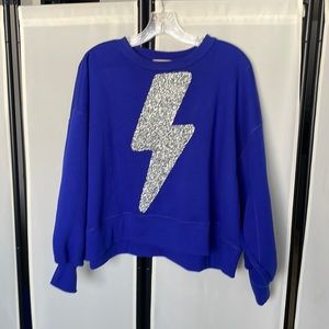 Judith March blue lightning bolt pullover sweatshirt